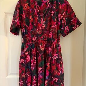 Ulla Johnson Short Red and Pink Floral Dress